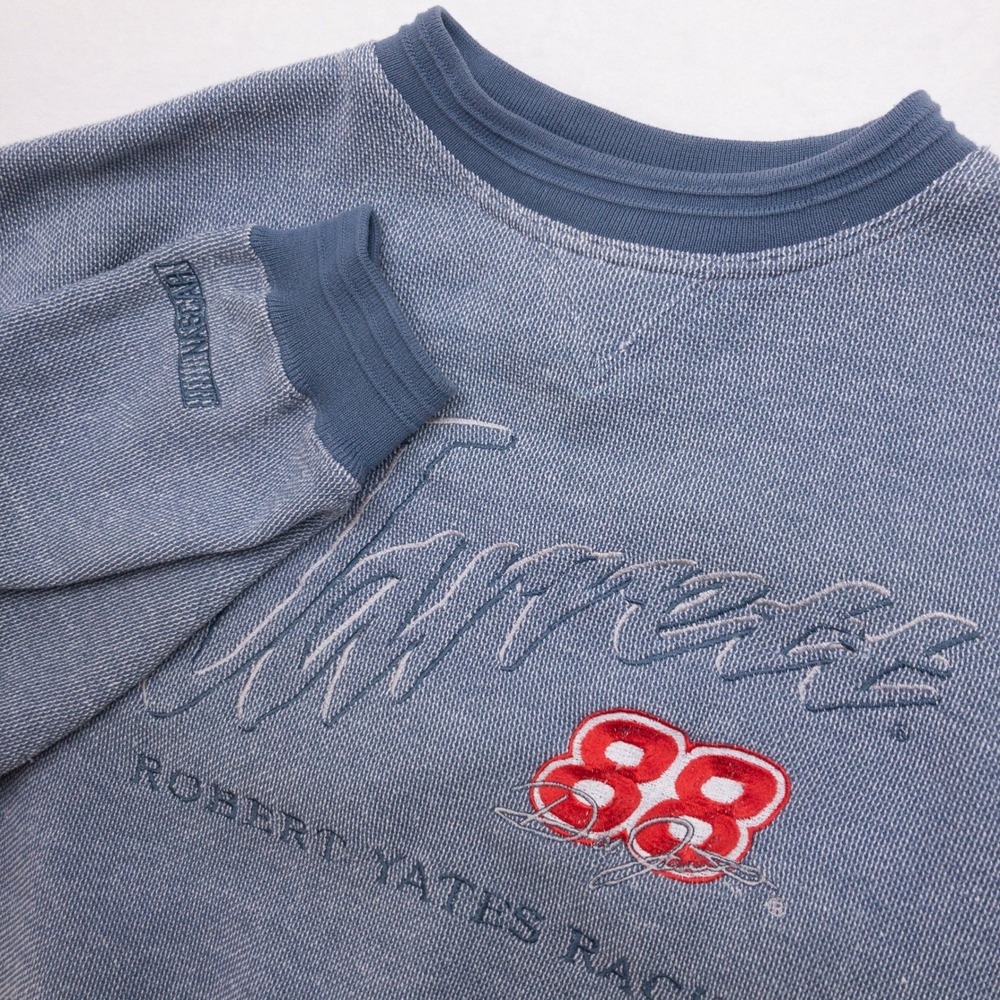 VTG NASCAR Dale Jarrett #88 Sweatshirt Mens Medium Blue Chase Authentics Yates